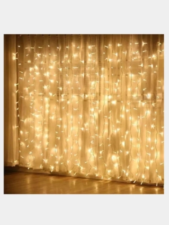 Светодиодная гирлянда-штора (3*2м), Желтая, 1 шт.