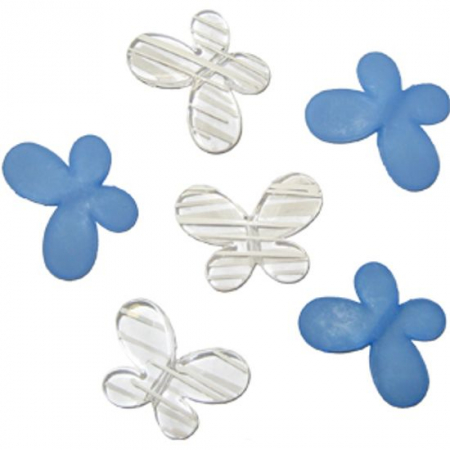 Декоративные бусины (3*2,2см), Мотылек, синие ассорти, 10 шт.