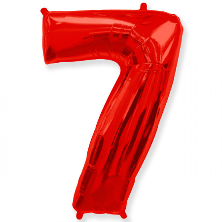 Шар (40"/102см) Цифра, "7", Красный, в упаковке, 1 шт.