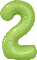 Шар (40''/102см) Цифра, 2 Slim, Фисташка, Сатин, 1 шт. в упак.