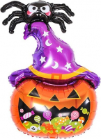 12 Шар (25''/64см) Фигура, Паук и Волшебная тыква (надув воздухом), 1 шт.