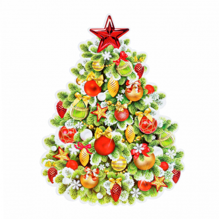 Плакат вырубной (28*21см), Новогодняя елка, 1 шт.