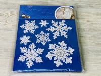 Наклейка на стекло (24*18см), Снежинка объемная, 1 шт.