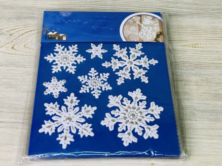 Наклейка на стекло (24*18см), Снежинка объемная, 1 шт.