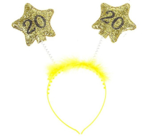Ободок, две звезды с пушком, 20 лет, цвета микс, 1 шт.