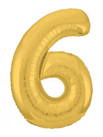 Шар (40"/102см) Цифра "6" Золото Slim в упаковке, 1 шт.