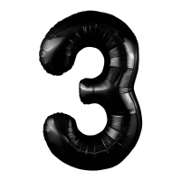 Шар (40''/102см) Цифра, 3 Slim, Черный, 1 шт. в упак.