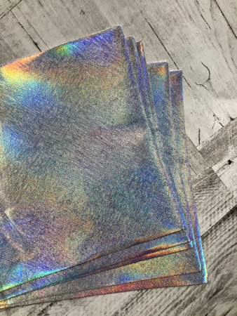 Кожзам текстурный голография (22*30см), серебро, 1 шт.