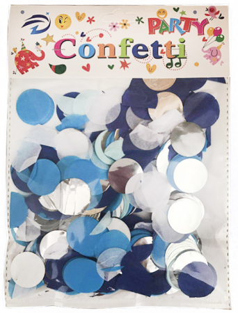 Конфетти (2,5см), Круги микс, нежно-голубые фольгированные, бумажные, 30 гр.