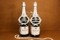 Набор украшений на шампанское (11*10,5см), Кружева, Белый, 2 шт.