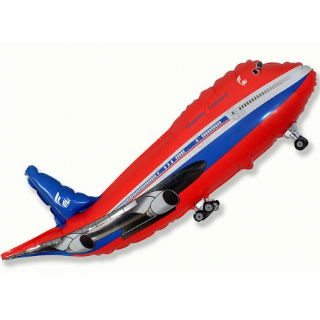 Шар (14''/36 см) Мини-фигура, Самолет, Красный, 1 шт.
