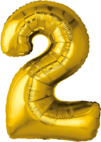 Шар (32''/81см) Цифра, 2, Золото, 1 шт. в упак.