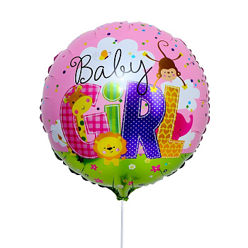 Шар (18"/46 см) Круг, Baby Girl, Розовый, 1 шт.