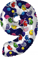 Шар (32"/81см) Цифра "9" Космонавтики в упаковке, 1 шт.