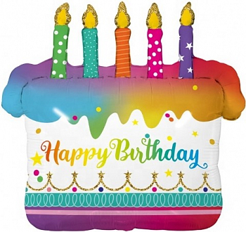 Шар (25''/64см) Фигура, Торт на День Рождения (надувается воздухом), 1 шт.