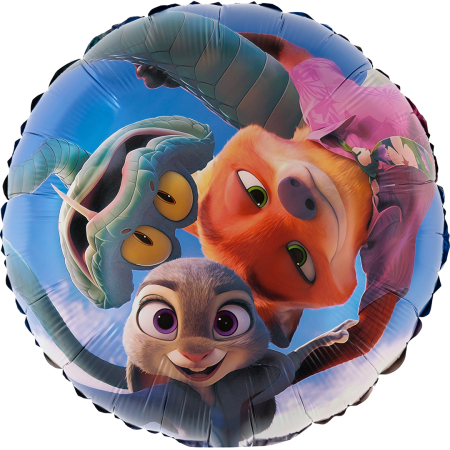 Шар (18''/46см) Круг, Мистер Лис и Зайка Полицейский, Команда, 1 шт.