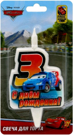 Свеча Цифра, 3 Тачки, 12 см, 1 шт.