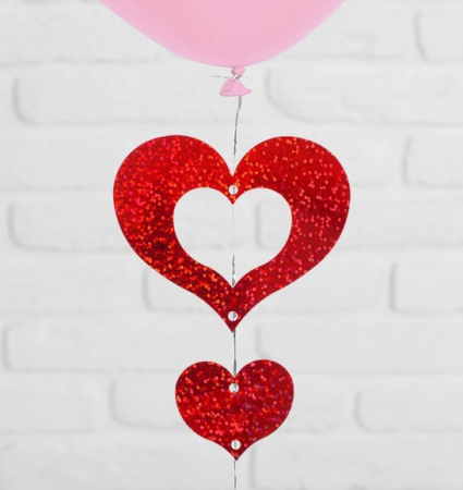 Подвеска на шар "Сердечки", цвет красный, 1шт.