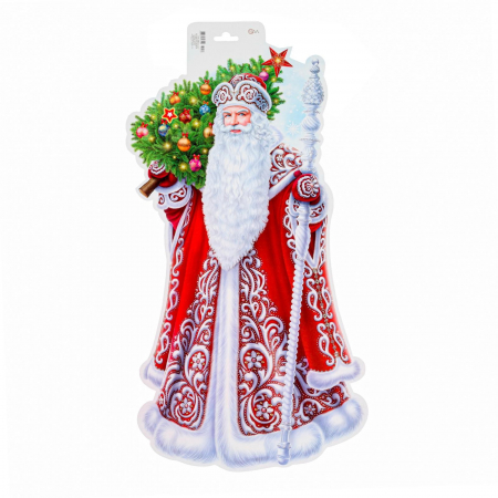 Плакат вырубной (55*28см), Новогодний Дед Мороз, европодвес, 1 шт.