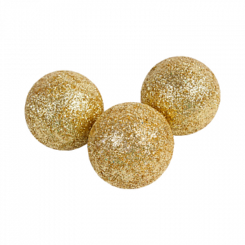 Набор глиттерных шаров из пенопласта (3см), золотой, 10 шт. 