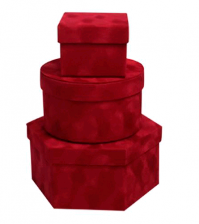 Коробка квадратная (11*11*8,5см), Бархат, Красный, 1 шт.