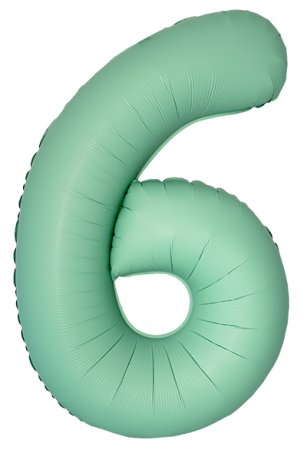 Шар (40''/102 см) Цифра, 6/9 Slim, Мятный, Матовый, 1 шт. в уп.
