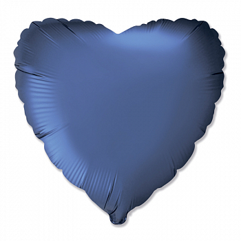 Шар (18"/46см) Сердце, Темно-синий, Сатин, 1 шт.