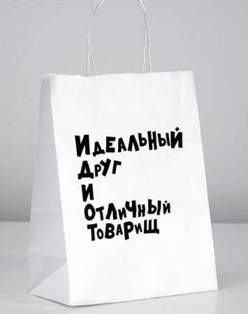 Пакет подарочный (24*14*30см), "Идеальный Друг И Отличный Товарищ", 1 шт.