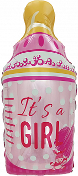 Шар (30''/76см) Фигура, Бутылочка для малышки, Розовый, 1 шт. Шар (30''/76см) Фигура, Бутылочка для малышки, Розовый, 1 шт.