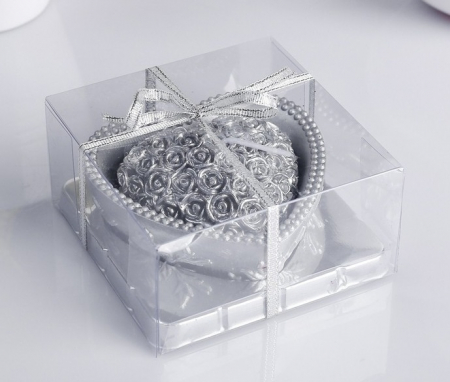 Свеча (9*4,5см), "Сердце", серебро, 1 шт.