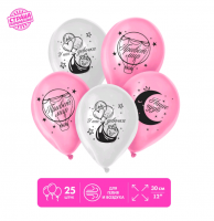 Шар (12"/30см) С рождением девочки, Ассорти, 25 шт.  