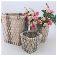 Корзина плетеная (18*18*Н20см) секвойя, натуральная с серым, 1 шт.