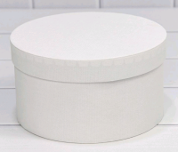 Коробка круглая (14*7,5см), Белая, из дизайнерской бумаги, 1 шт.