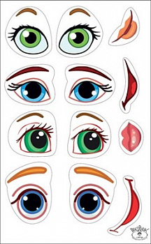 Наклейки (14,6*23,6 см) Глаза и рты, Детские, 1 шт.