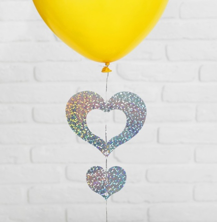 Подвеска на шар "Сердечки", цвет серебряный, 1шт.
