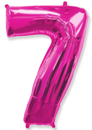 Шар (40''/102см) Цифра, "7", Фуше, в упаковке, 1 шт.
