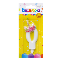 Свеча тортовая цифра "0", Единорог, 1 шт.