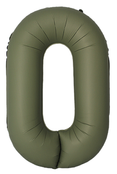 Шар (40''/102см) Цифра, 0 Slim, Оливковый, Матовый, 1 шт. в уп.