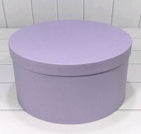 Коробка круглая (15,3*8,7см), Сиреневая, из дизайнерской бумаги, 1 шт.
