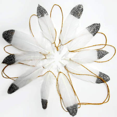 Гирлянда, Перья, Серебро, 300 см.