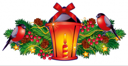 Плакат (41см), Фонарик со свечой и снегири на ветке, 1 шт.