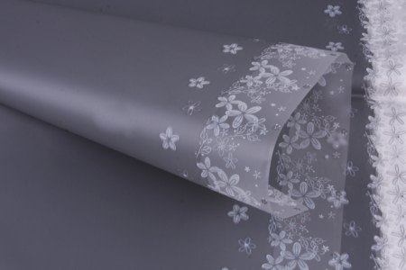 Пленка матовая (60х60см 50мкм) с цветочным орнаментом на кайме, графитовая, 1 шт.