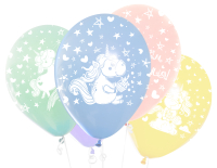 Шар (12''/30см) Волшебные единороги, С Днем Рождения!, Ассорти, пастель, 5 ст, 25 шт.