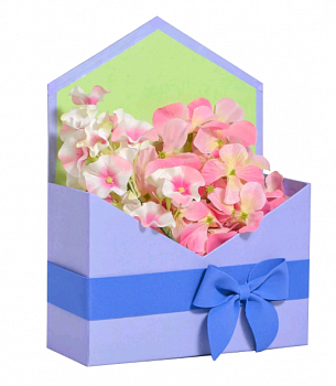 Конверт-коробка (18*24*7см), Сиреневый, с бантиком, 1 шт.