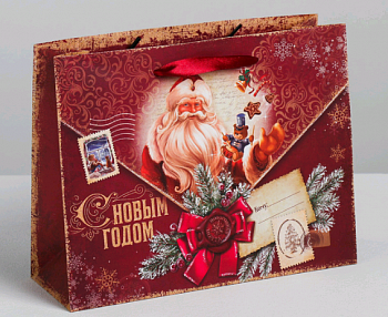 Пакет подарочный (23x18×8см), Ретро письмо, 1 шт.