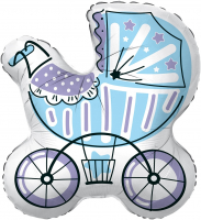 12 Шар (29''/74см) Фигура, Коляска для мальчика, Голубой, 1 шт. в упак.