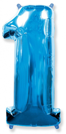 Шар (40''/102см) Цифра, "1", Синий, в упаковке, 1 шт.