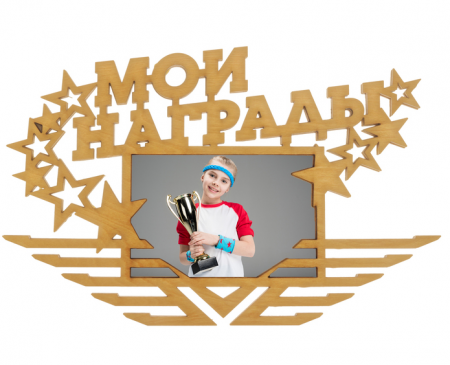 Медальница "Мои награды" с фоторамкой, золотая, 1 шт.