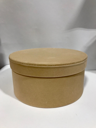 Коробка круглая (17*17*9см), бархатная, бежевая, 1 шт.