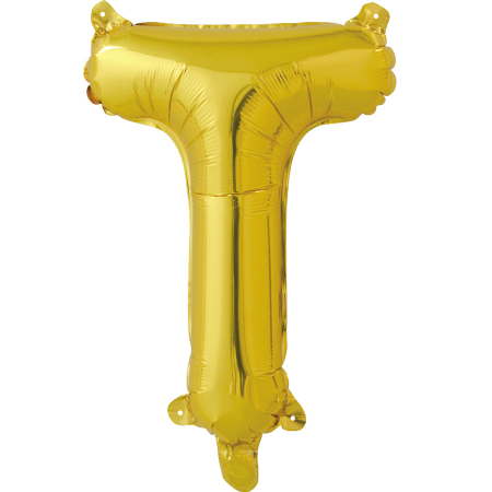 Шар с клапаном (16''/41см) Буква, Т, Золото, 1 шт.